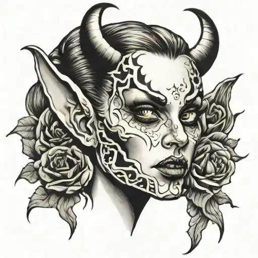 Female Face With Demonic Features