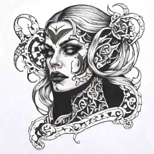 Female Face With Demonic Features