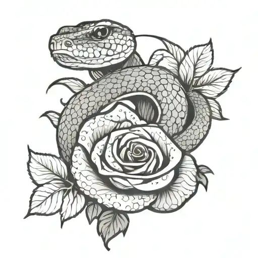Snake Wrapped Around A Rose