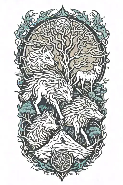 Wolves Horses Thunderstorm Blizzard Nature Forest And Tree Of Life