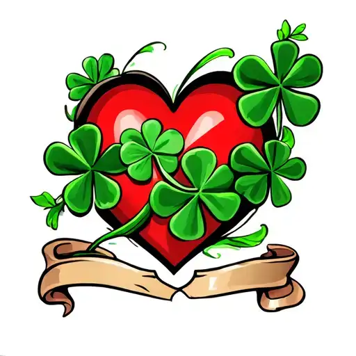 Shamrock And Heart Shape Surrounded