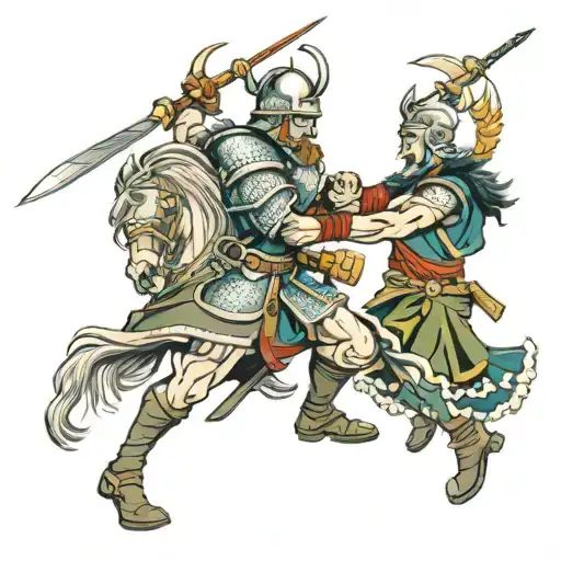 Battle Between Germanic And Scottish Warriors