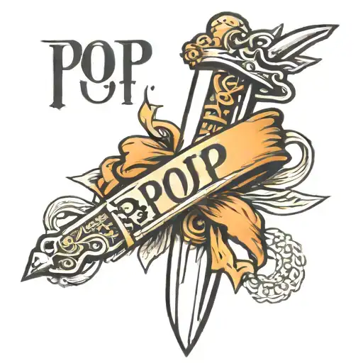 1920S Dagger With Ribbon Wrapped Around With The Name 'Pop' On Ribbon