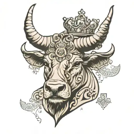 Taurus With Diamond Crown Made Of Money