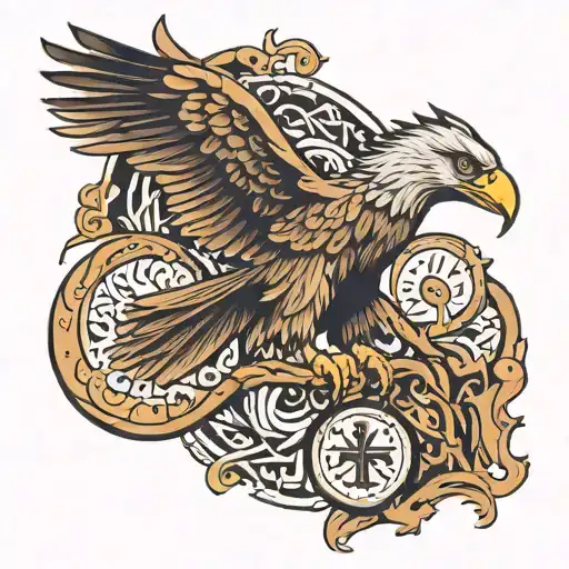 Scandinavian Mythology Eagle Runes On The Whole Sleeve