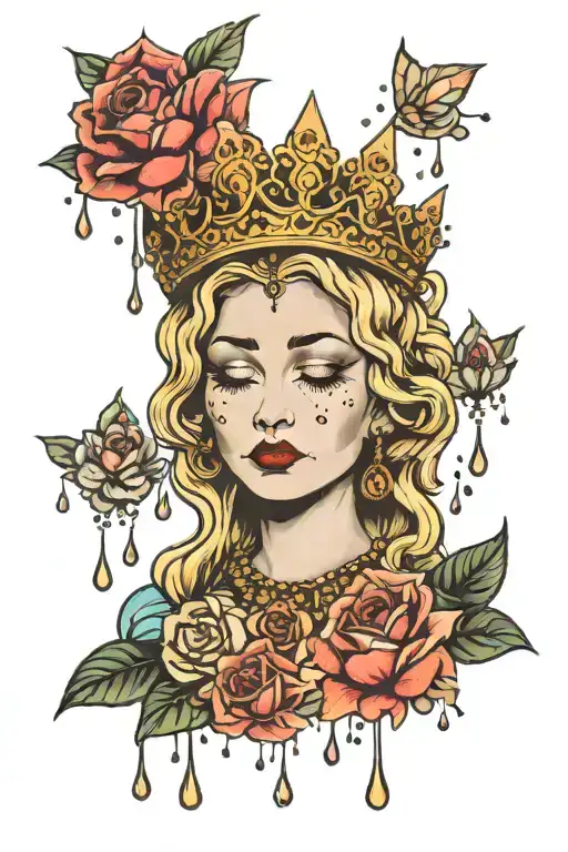 Crying Madonna Wearing A Crown Surrounded My Rain Drops