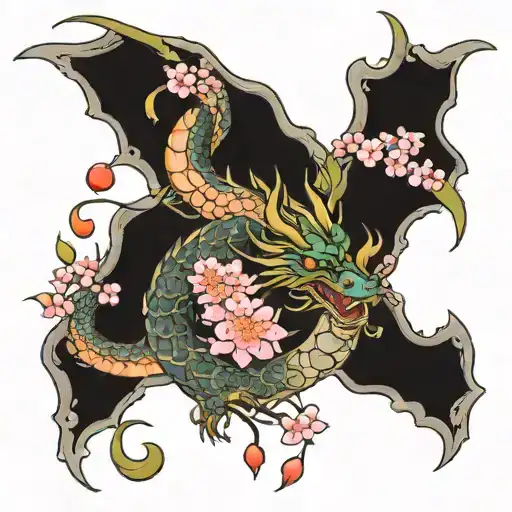 Dragon With Cherry Blossoms