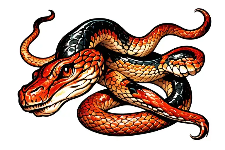 Neo Traditional Tattoo Snake Crawling