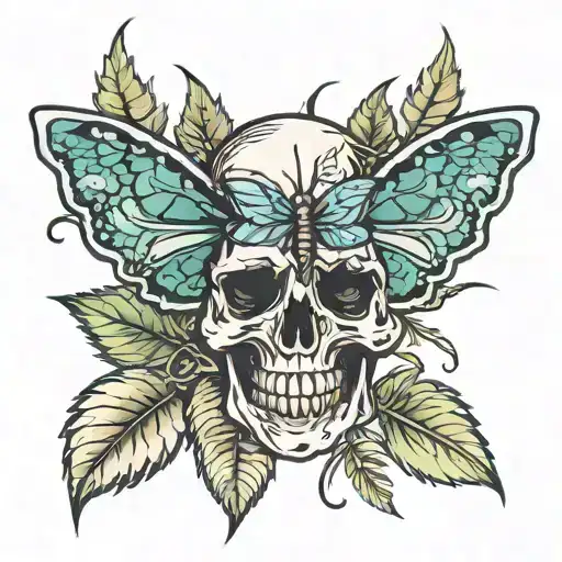 Skull Butterfly Cannabis Leaf