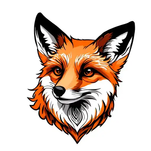 Two-head Fox In American Traditional Tattoo Style