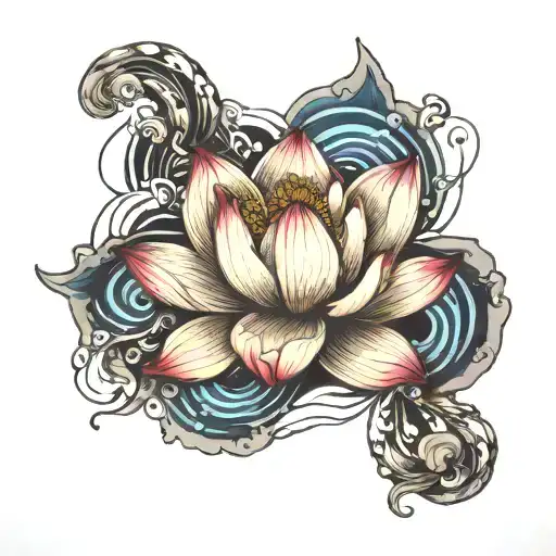 Lotus With Water And Sound Waves