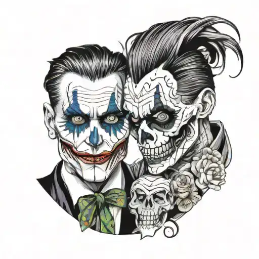 Jared Leto Joker And Skulls Facing Each Other