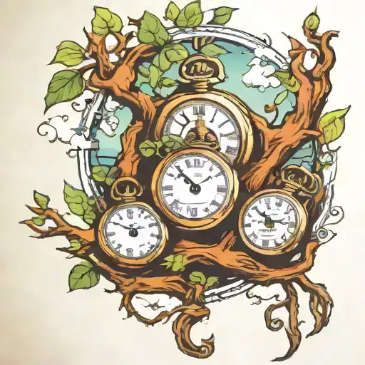 Pocket Watches Sorrownding A Tree Made