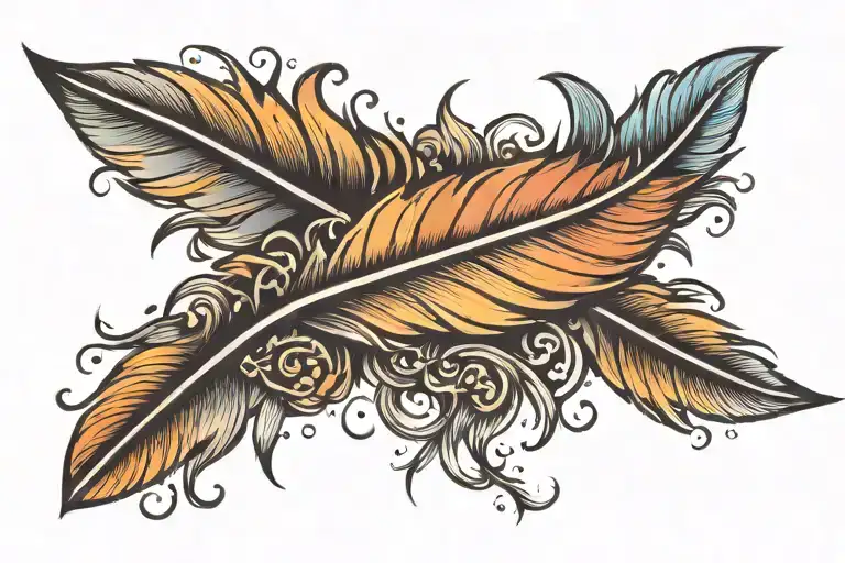 Feather With Sunset Background