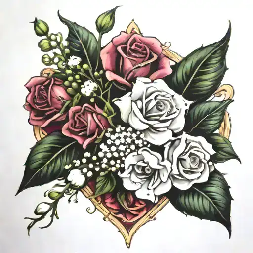 Rose And Lily Of The Valley Intertwined