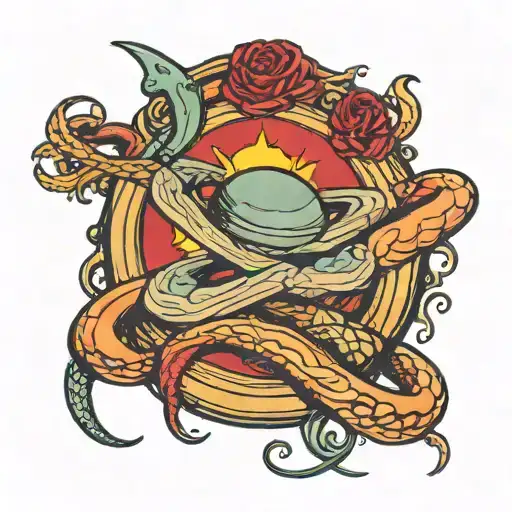 Saturn With Snake With Letters Dclxx-cmlxxxii