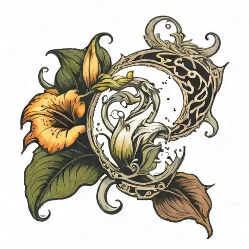 Crescant Moon Surronded By Cala Lily