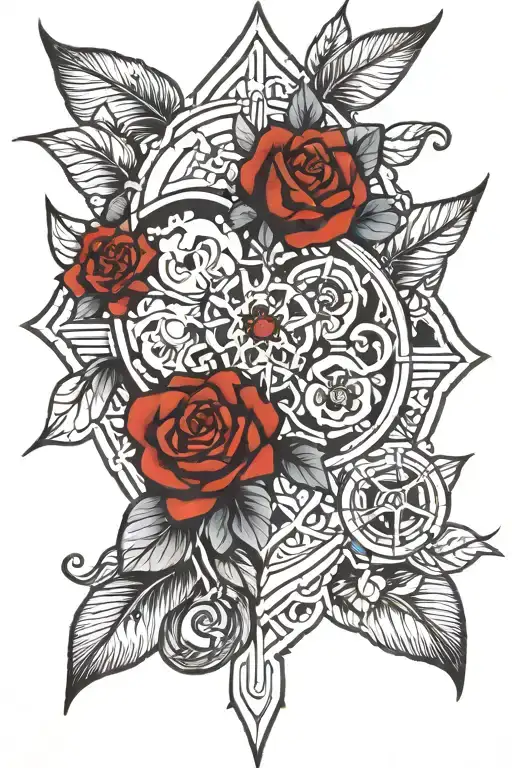 Line Work Tattoo Symmetrical