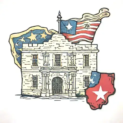 The Alamo And The Texas Flag