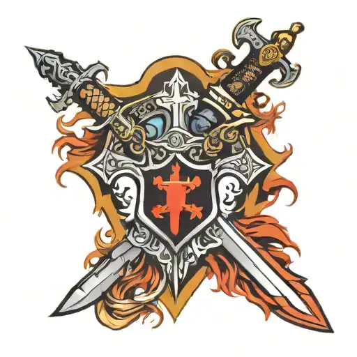 War Sword Shield Cross Royalty