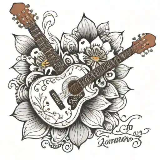 Acoustic Guitar With A Lotus Flower And The Name Ramana On It With The Words Try A Little Kindness