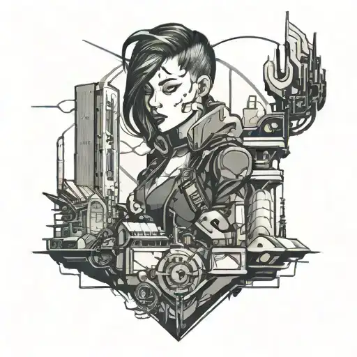 Female V Cyberpunk Cityscape