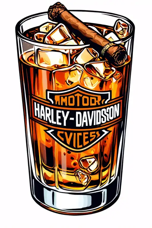 Harley Davidson Cigar Bourbon Glass With Ice