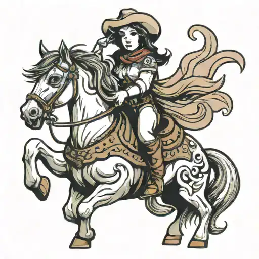Chubby Cowgirl Riding A Horse