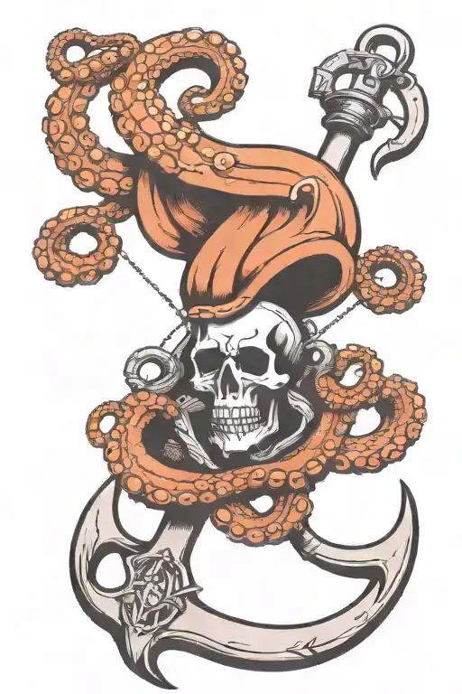 Large Octopus Wrapped Around A Ships Wooden Anchor