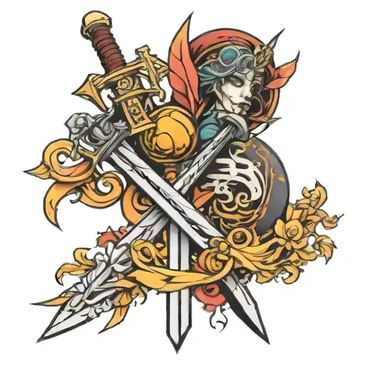 Twin Flame Swords And Between