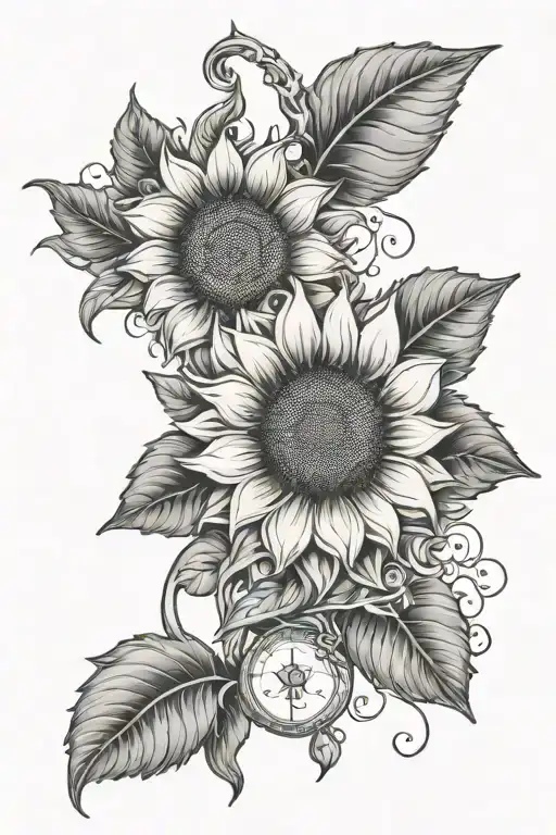 Sunflower Tattoo Design Combining Elements