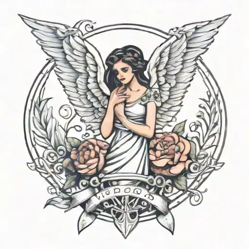 Angles Wings With Virgo Sign Intertwined