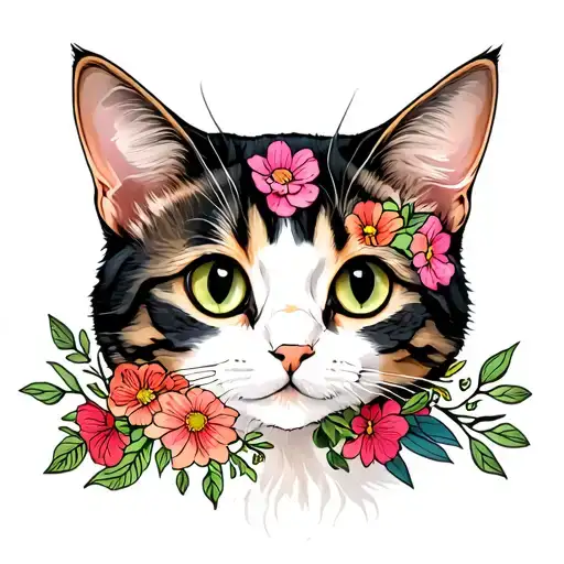 Cat Carey With Flowers