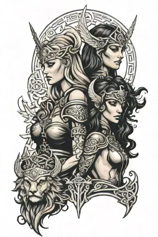 Black Valkyrie & Celtic Valkyrie Warrior Woman
