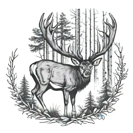 Black And White Buck In The Woods On My Shoulder