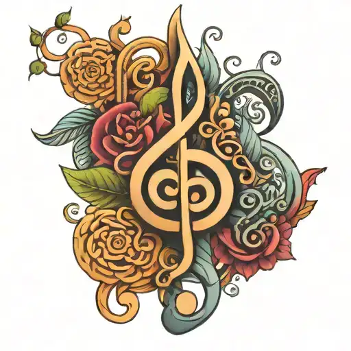 Buddhist Unalome And Treble Clef Intertwined