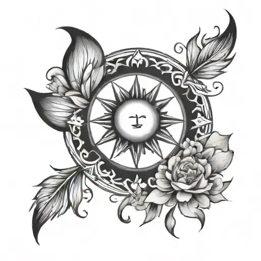 Half Sun Top Half Black And Gray Whimsical