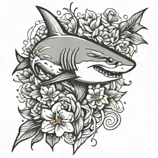 Shark And Flowers