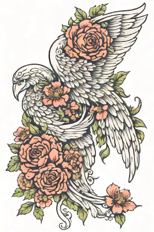 Angel Wings With July Birth Flowers