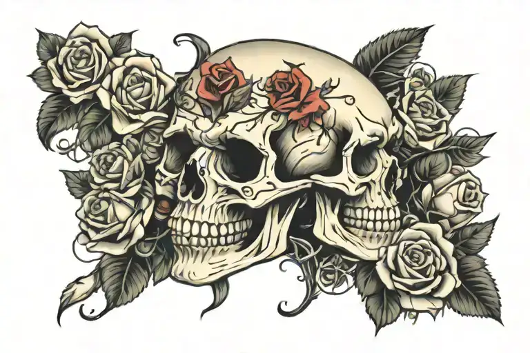 Skull And Roses Surrounding