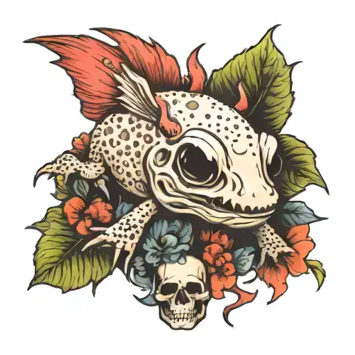 Axolotl With Jawless Skull