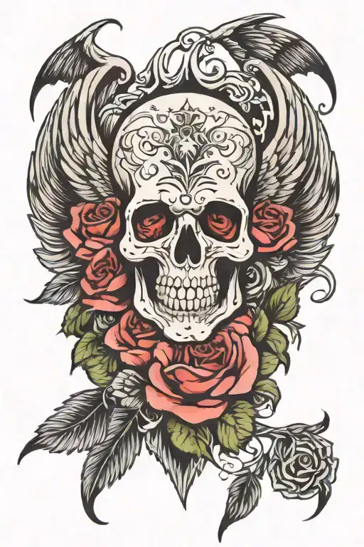 Skull Rose Wings
