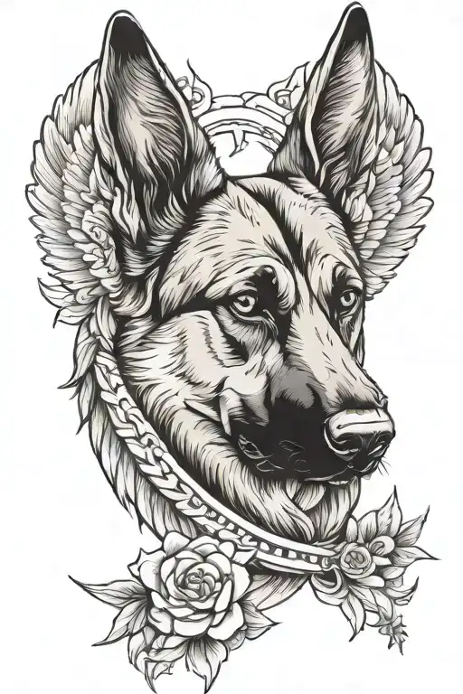 German Shepherd With A Valkyrie Half Sleeve