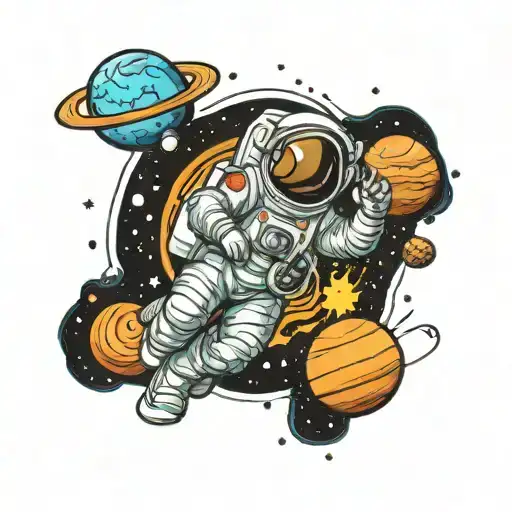 Astronaut And Planets