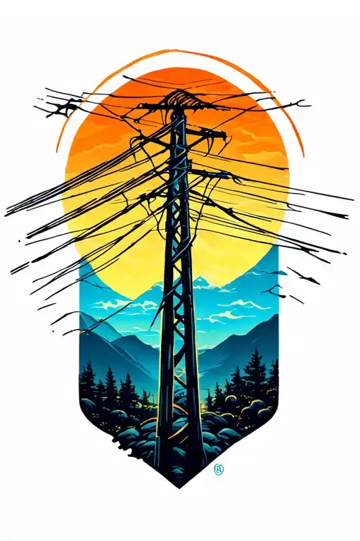 Powerlines And Sun Rise