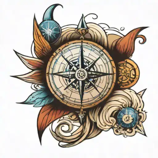 Compass And Sea Waves