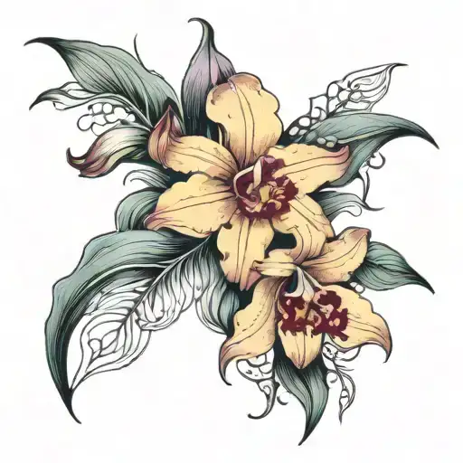 Orchid Lilies Iris Flower Surrounded