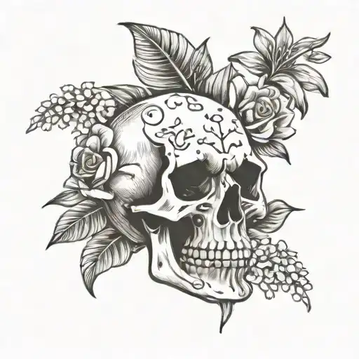 Skull And Flowers