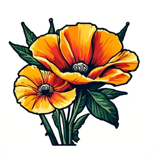 State Of California State Outline With California Poppy Inside Outline