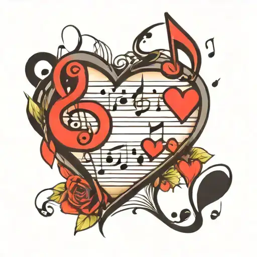 Music Notes That Make Heart Unfilled